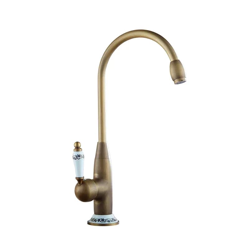 Robinets de cuisine en laiton Antique, finition Bronze, robinets d'eau, bec pivotant, mélangeur d'évier de vanité, robinet classique, grue en céramique – photo 2