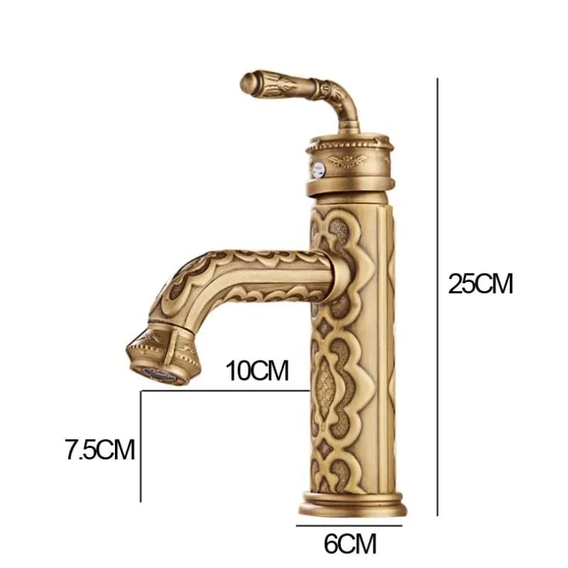 Robinet de lavabo en laiton massif, style vintage antique, mitigeur d'eau chaude et froide à poignée unique avec bec pivotant à 360 degrés – photo 4