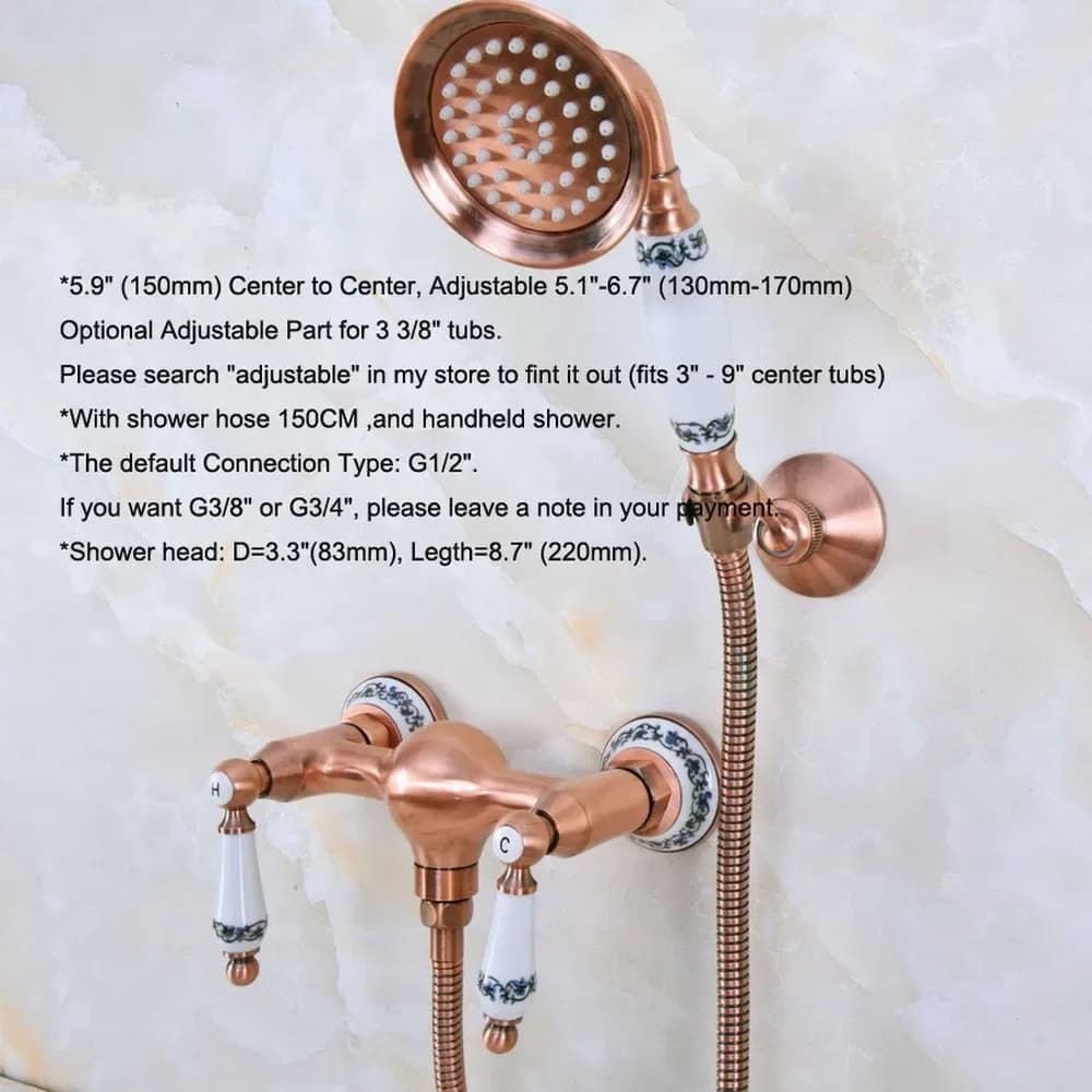 Ensemble de douche à main en laiton, cuivre rouge antique, Robinets de centre commercial de bain, Avions 302 – photo 2