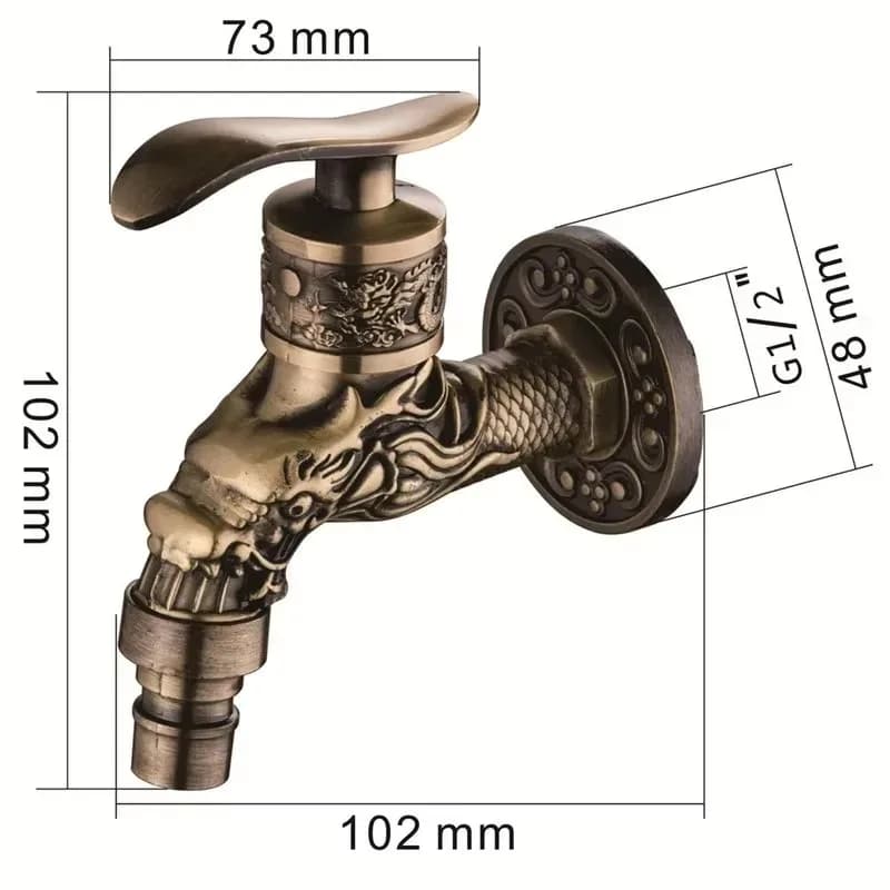 Robinet mural en alliage de zinc, sculpté, bronze antique, décoratif pour jardin extérieur, machine à laver, petit robinet – photo 3