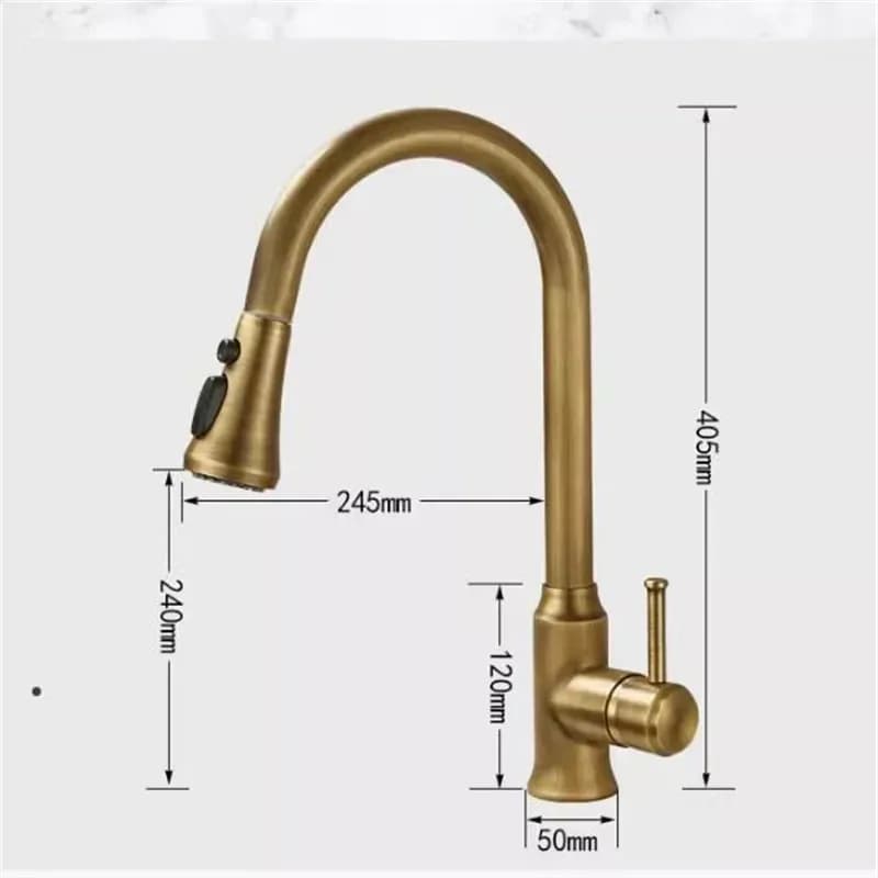 Robinet mitigeur de cuisine en laiton, style antique, rotation à 360 degrés, pour évier – photo 6