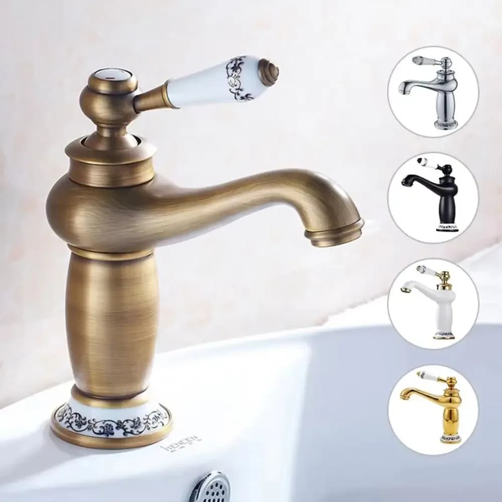 Robinet de lavabo vintage en laiton, type théière, haute pression – photo 4