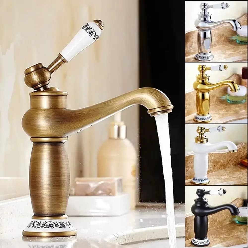 Robinet de lavabo vintage en laiton, type théière, haute pression – photo 3