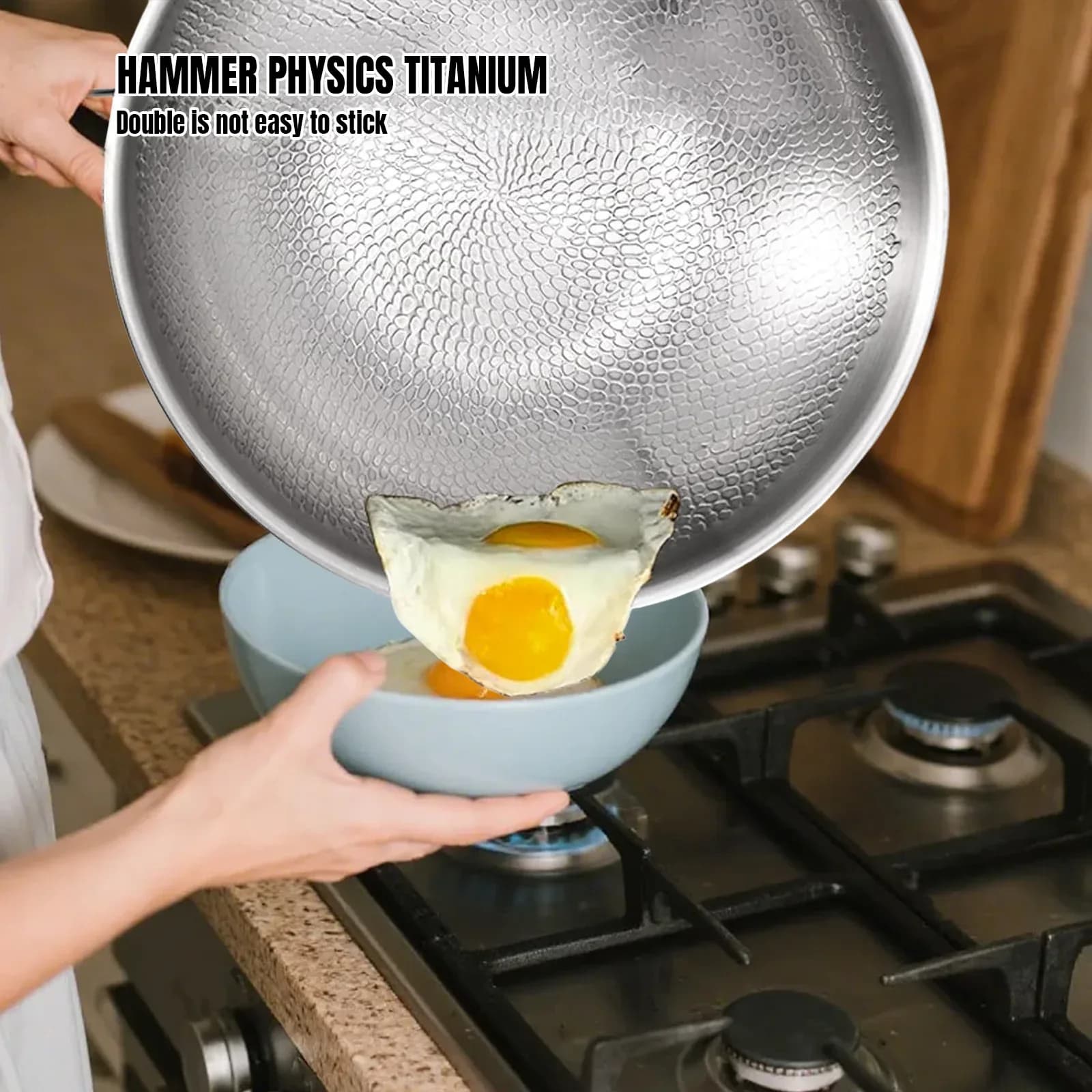 Poêle à frire antiadhésive 26/30 cm en titane et acier inoxydable, idéale pour œufs et steaks, compatible induction et gaz, ustensile de cuisine – photo 5