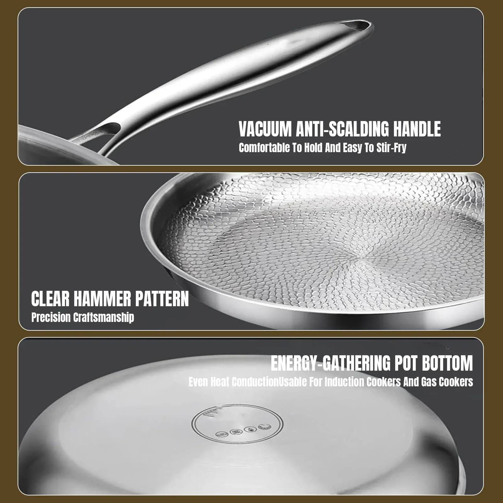 Poêle à frire antiadhésive 26/30 cm en titane et acier inoxydable, idéale pour œufs et steaks, compatible induction et gaz, ustensile de cuisine – photo 6