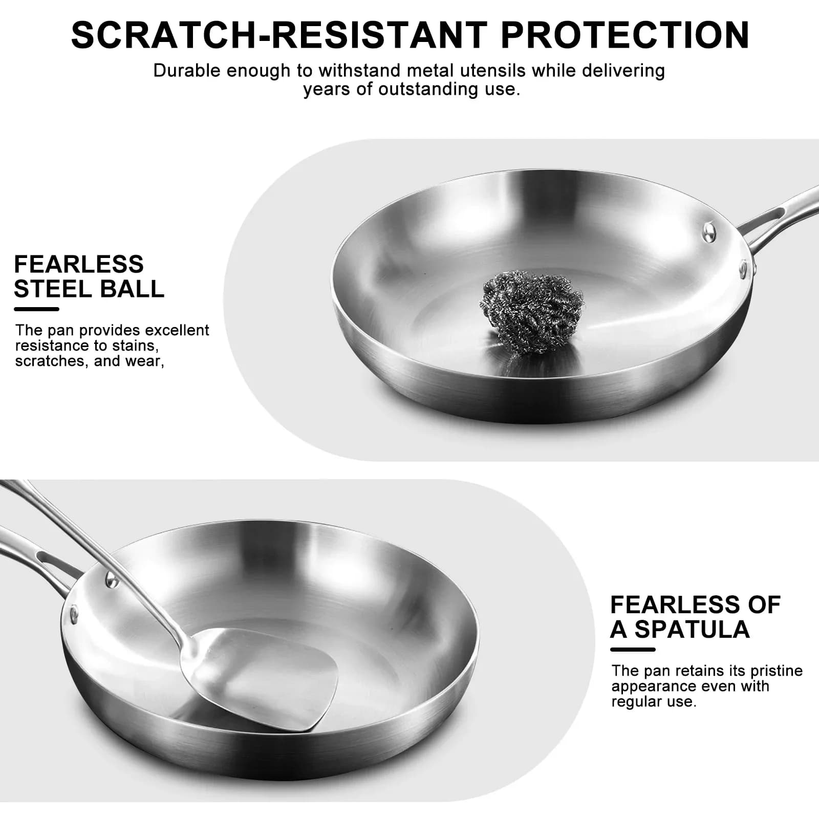 Poêle à frire antiadhésive en acier inoxydable 304, marmite à Steak frit, ustensiles de cuisine non revêtus pour cuisinière à gaz et cuisinière à Induction – photo 3