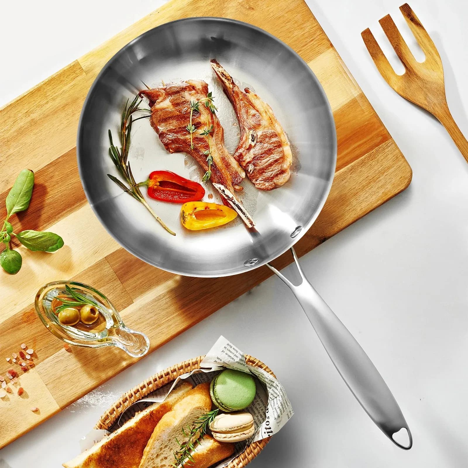 Poêle à frire antiadhésive en acier inoxydable 304, marmite à Steak frit, ustensiles de cuisine non revêtus pour cuisinière à gaz et cuisinière à Induction – photo 6
