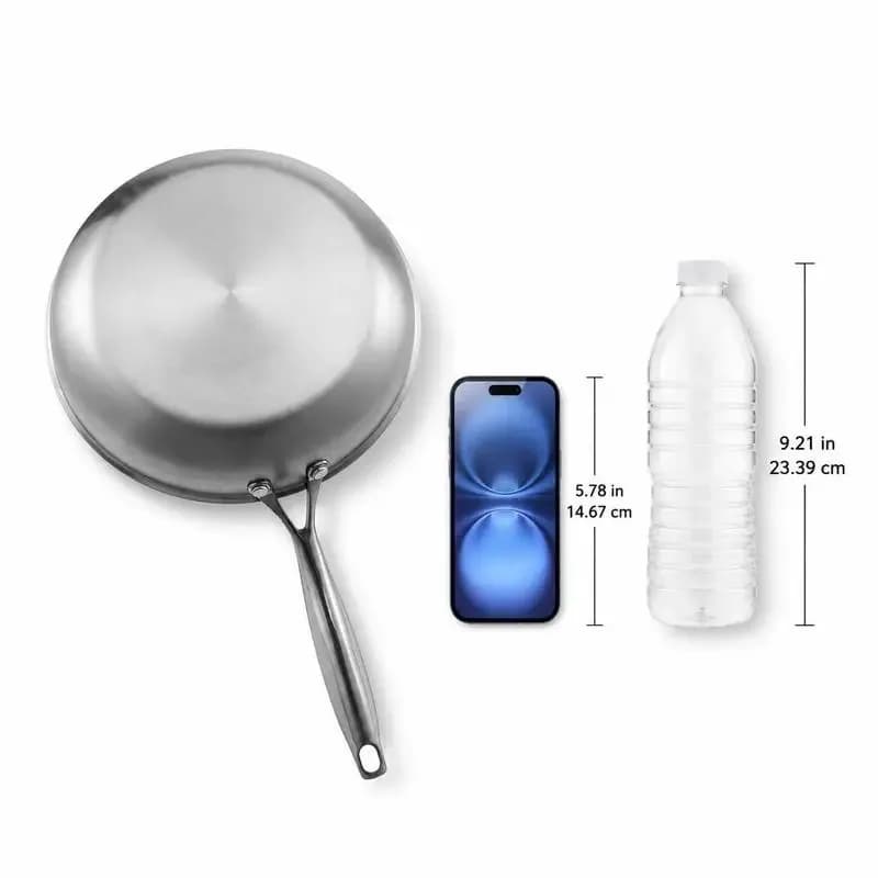 Ensemble de poêles à frire (24/28/32 cm), poêles à frire haute performance en acier inoxydable avec poignée résistante à la chaleur, ustensiles de cuisine adaptés au gaz, à l'électrique, à l'induction, couleur argent – photo 4