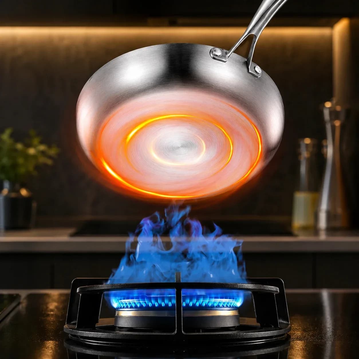 Poêle à frire en acier inoxydable tri-pli de 24 cm, 2,0 L, compatible avec les fours à induction et à gaz, résistante à 260 °C ° Poêle commerciale C lavable au lave-vaisselle – photo 4