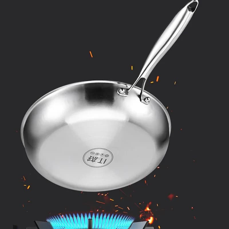 Poêle à frire antiadhésive en titane et acier inoxydable de 26 cm, wok pour œufs et steaks, compatible induction et gaz, ustensile de cuisine – photo 6