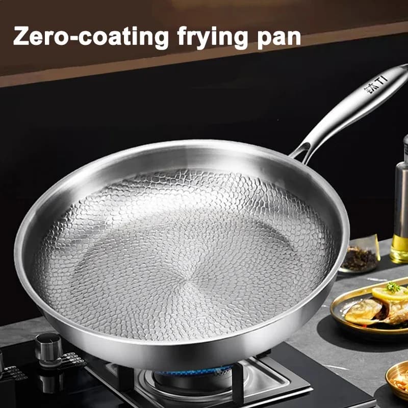 Poêle à frire antiadhésive en titane et acier inoxydable de 26 cm, wok pour œufs et steaks, compatible induction et gaz, ustensile de cuisine – photo 2