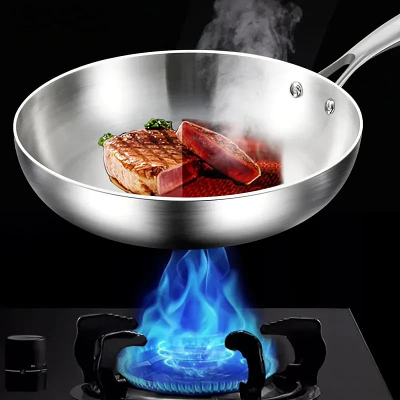 KEMORELA 316 Poêle à frire en acier inoxydable, design poli miroir, plusieurs tailles en acier inoxydable à trois couches pour cuisinières à induction – photo 4