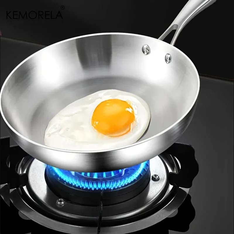 KEMORELA 316 Poêle à frire en acier inoxydable, design poli miroir, plusieurs tailles en acier inoxydable à trois couches pour cuisinières à induction – photo 3