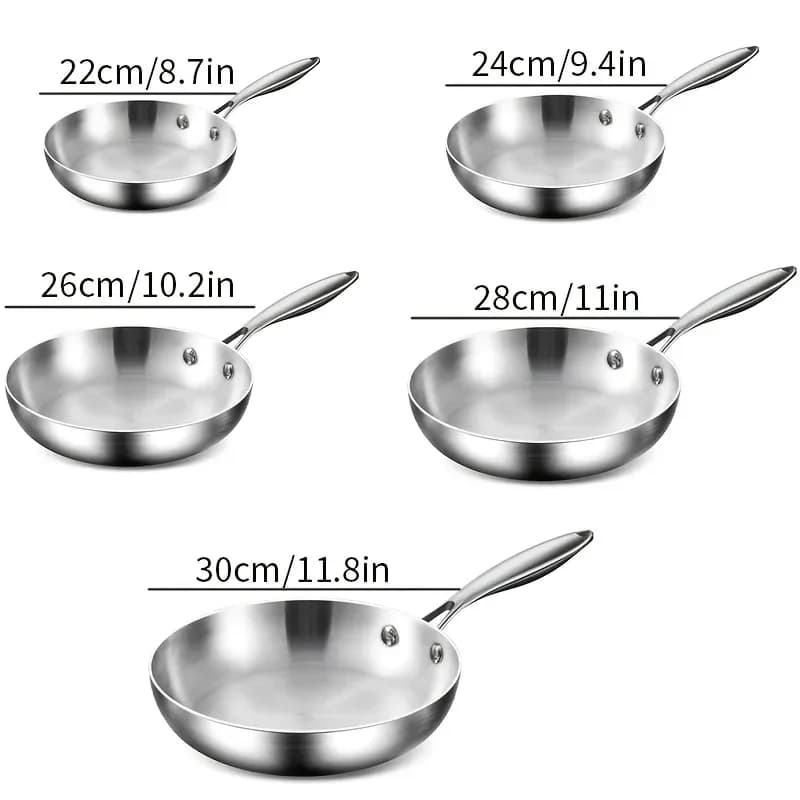 KEMORELA 316 Poêle à frire en acier inoxydable, design poli miroir, plusieurs tailles en acier inoxydable à trois couches pour cuisinières à induction – photo 6