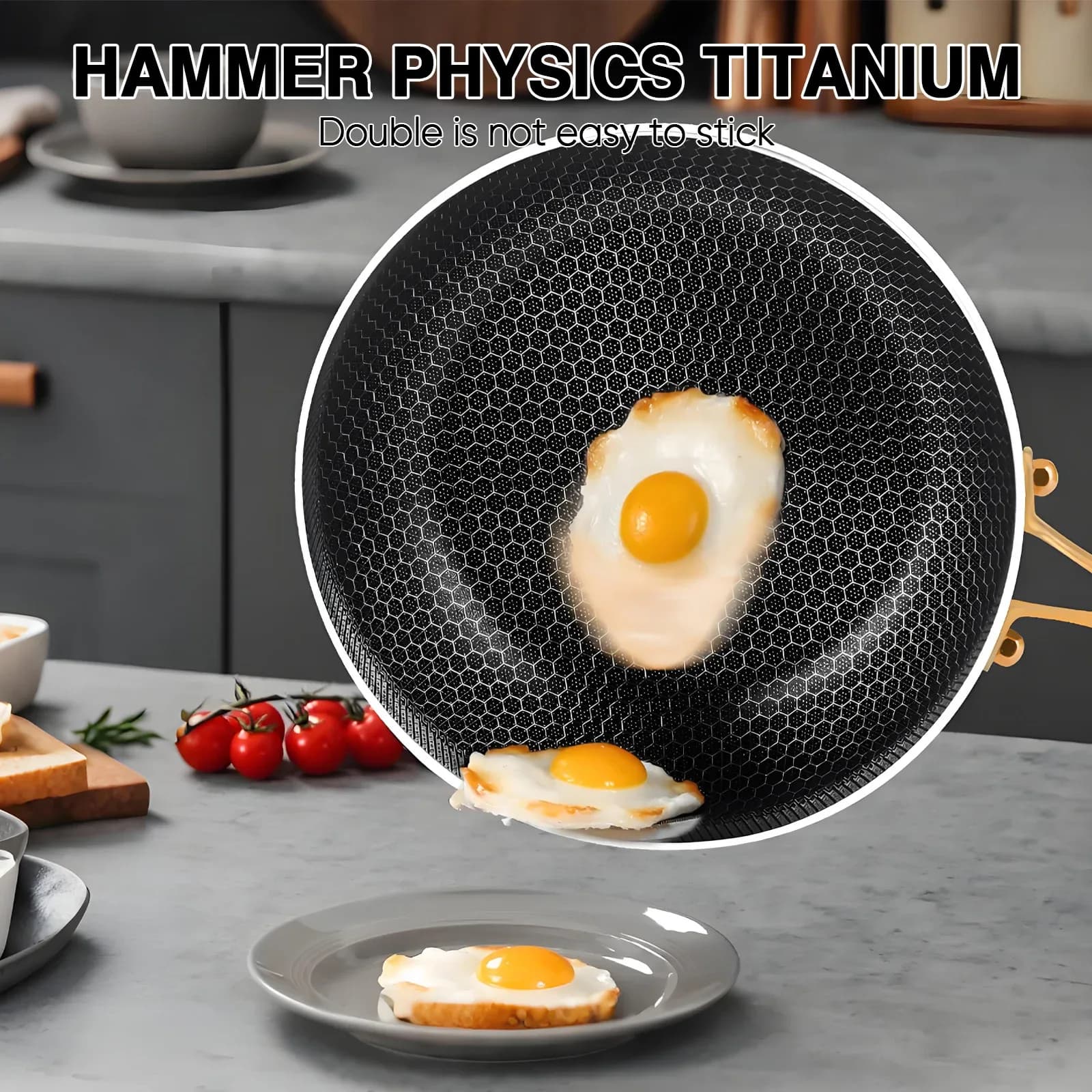 Poêle à frire en acier inoxydable 316, antiadhésive, en nid d'abeille, 7 couches épaisses, pour cuisinière à induction, cuisinière à gaz, ustensiles de cuisine – photo 3