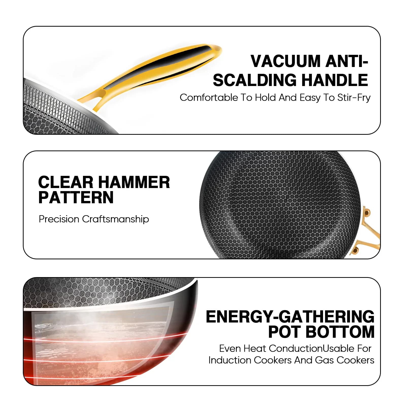 Poêle à frire en acier inoxydable 316, antiadhésive, en nid d'abeille, 7 couches épaisses, pour cuisinière à induction, cuisinière à gaz, ustensiles de cuisine – photo 7