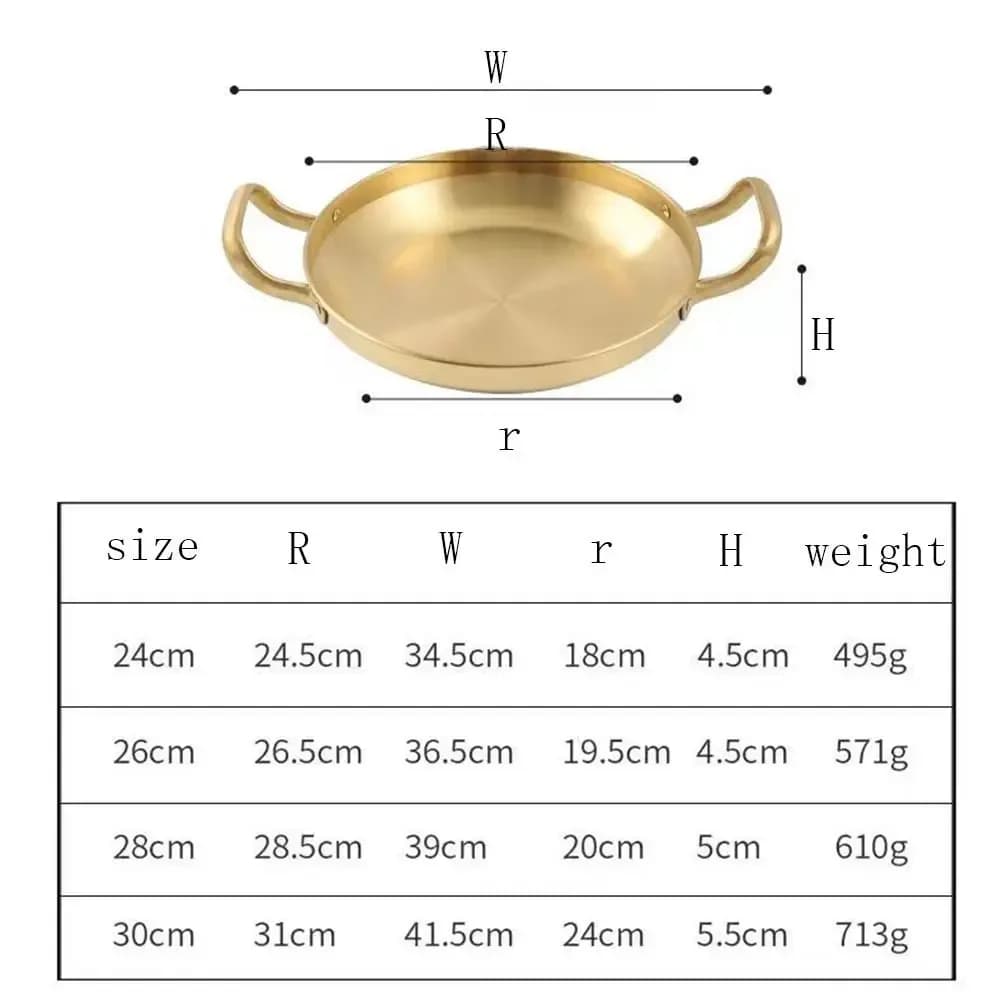 Poêle à frire polyvalente ronde à double oreille, marmite sèche, assiette de barbecue épaisse en acier inoxydable, qualité, 22 cm, 24 cm, 26 cm, 28 cm, 30cm – photo 5