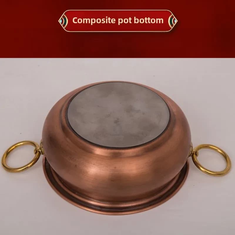 Marmite chaude compacte et Portable en cuivre de Style japonais avec poignée Anti-salissure détachable pour la cuisson de Sukiyaki et d'agneau mongol – photo 3