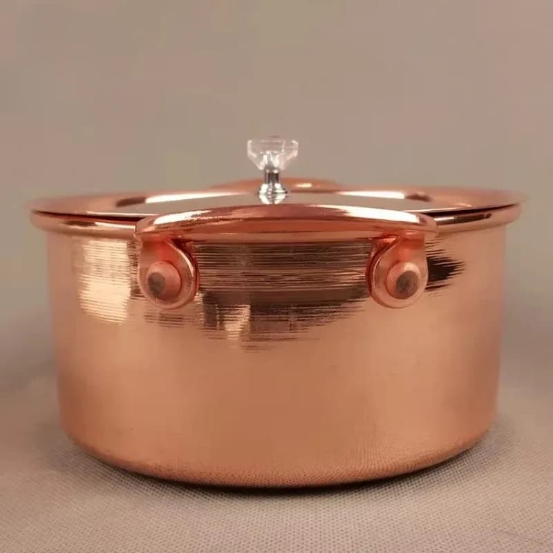 Petite marmite en cuivre pur avec couvercle, marmite à soupe, cuiseur à induction, facile à nettoyer, marmite à service unique, un prêt Tat, 17cm – photo 2