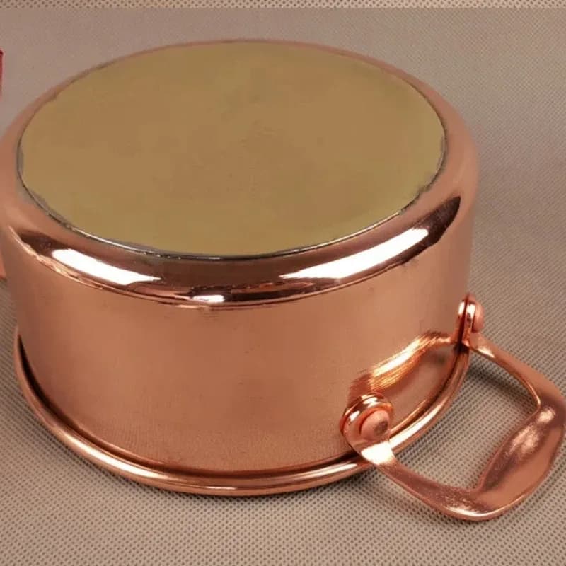 Petite marmite en cuivre pur avec couvercle, marmite à soupe, cuiseur à induction, facile à nettoyer, marmite à service unique, un prêt Tat, 17cm – photo 5