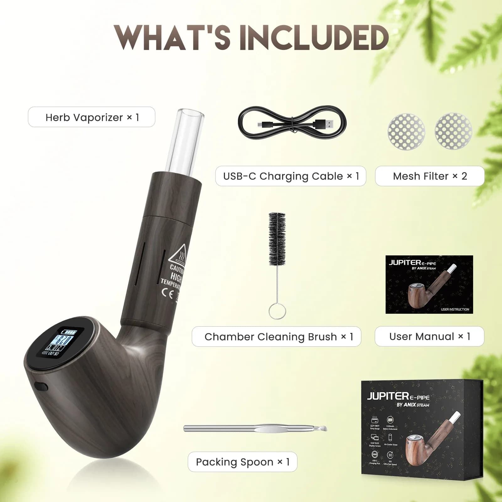 Vaporisateur portable pour plantes sèches, écran OLED, USB-C – photo 5