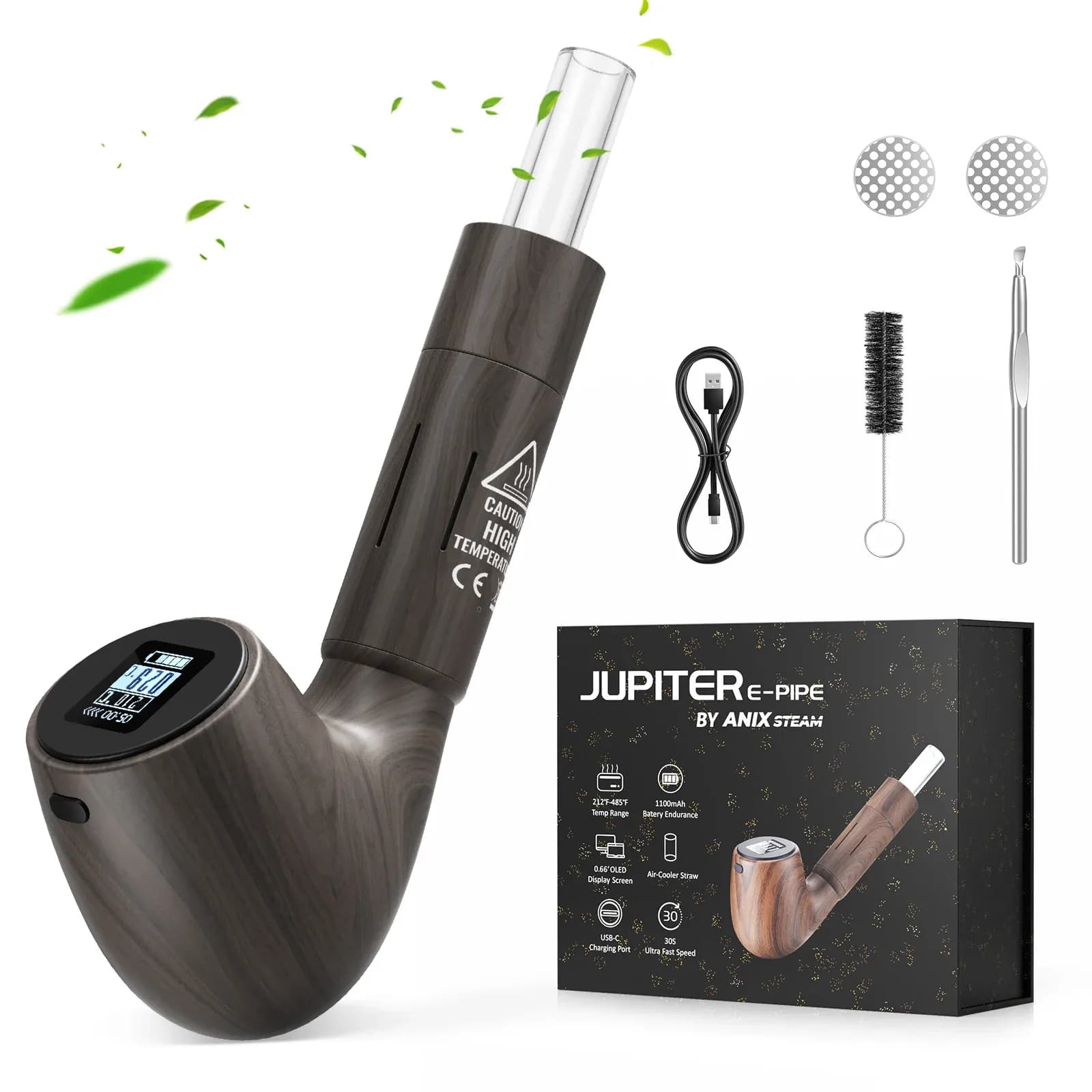 Vaporisateur à base de plantes de qualité supérieure, réglage précis de la température, chambre en acier inoxydable, USB-C, minuterie et écran OLED, goût pur