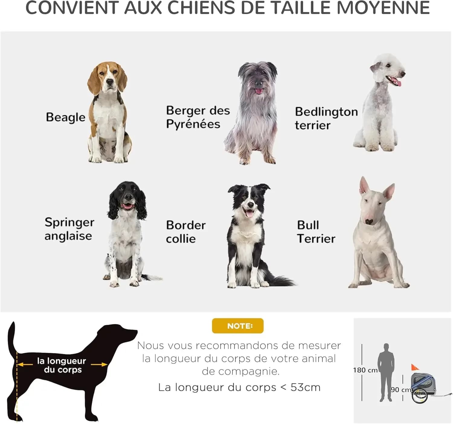 Remorque de Vélo pour Chien Chats Animaux de Compagnie - Rouge/Orange/ Bleu/Jaune – photo 5