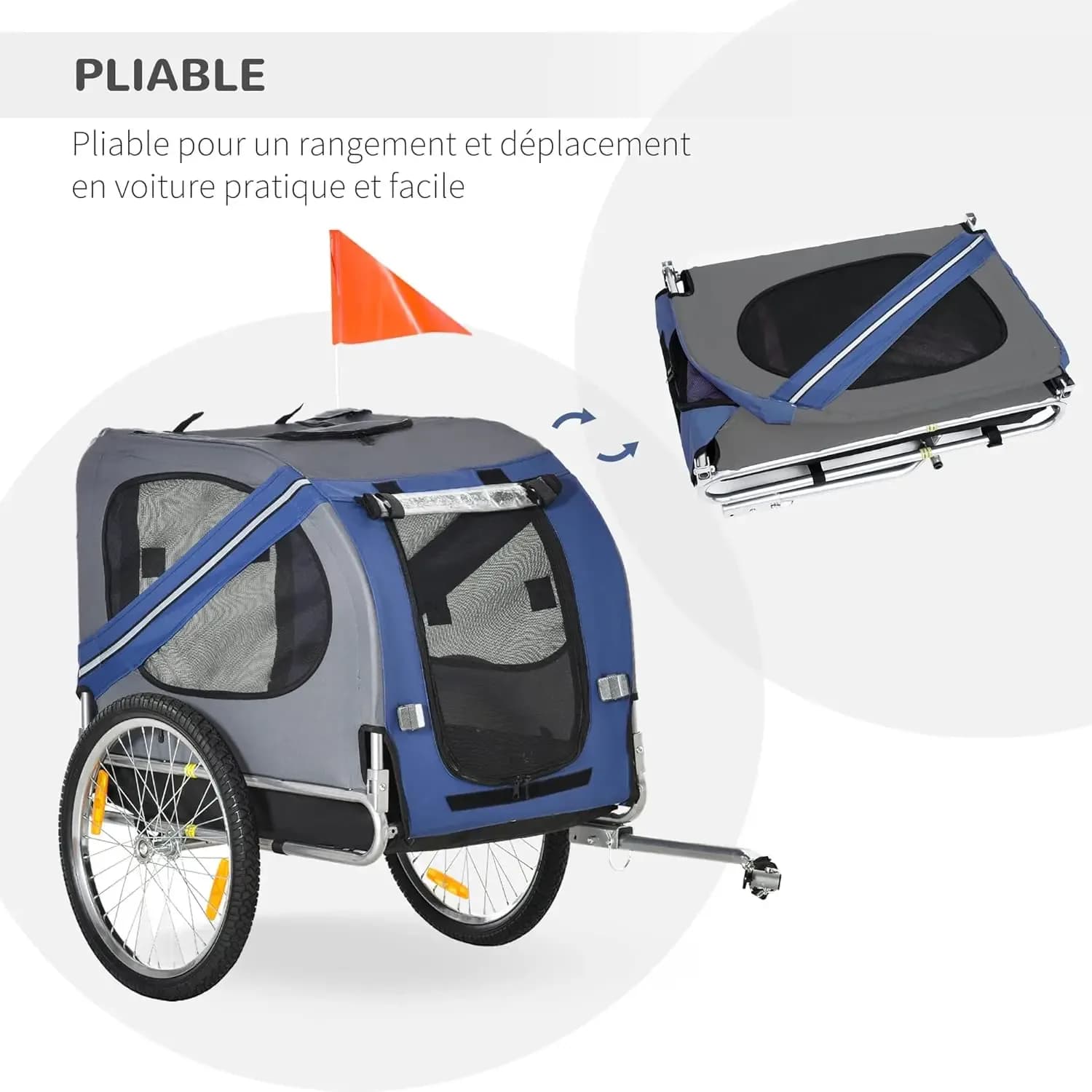 Remorque de Vélo pour Chien Chats Animaux de Compagnie - Rouge/Orange/ Bleu/Jaune – photo 3