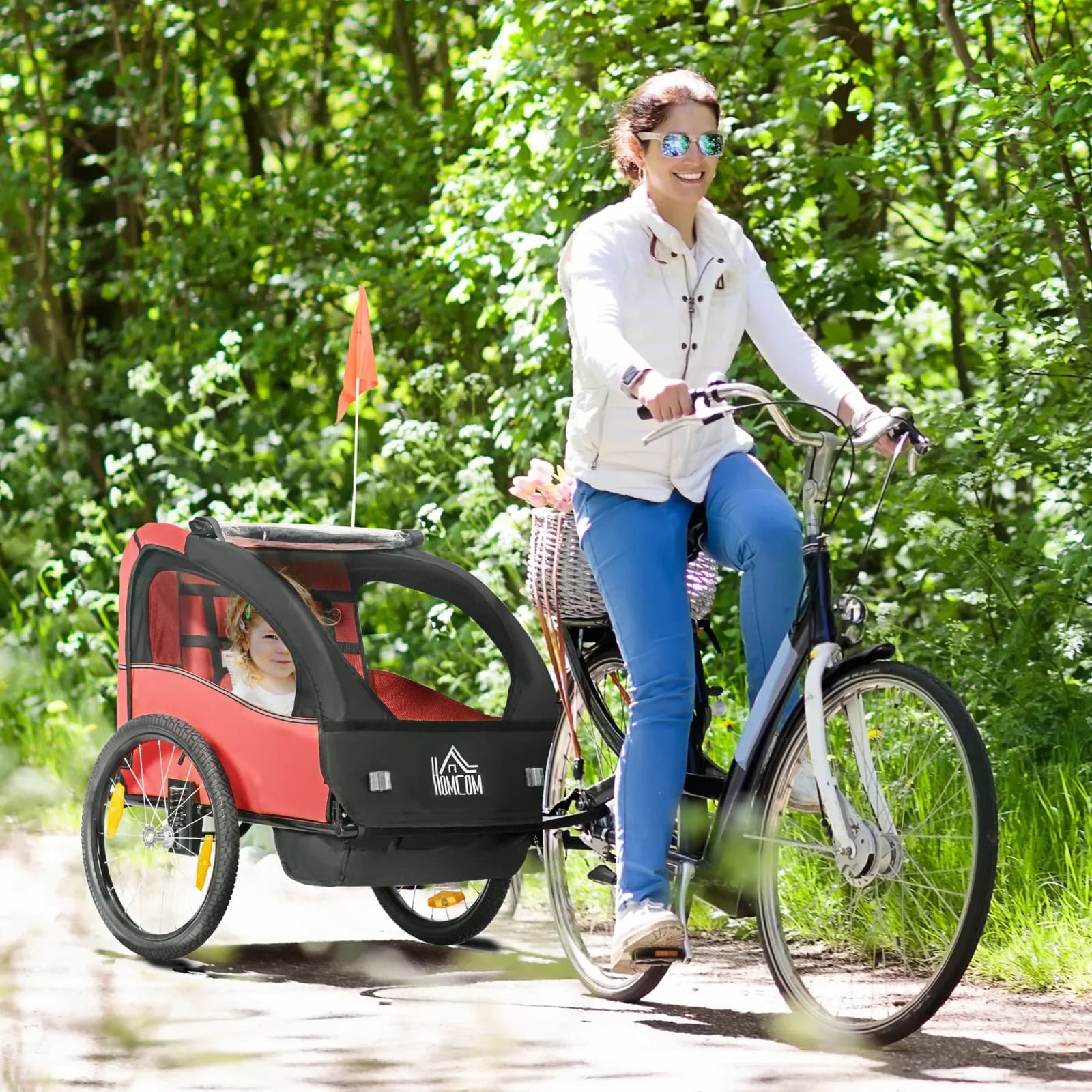 Remorque vélo Homcom 2 places pour enfants dès 18 mois – photo 2