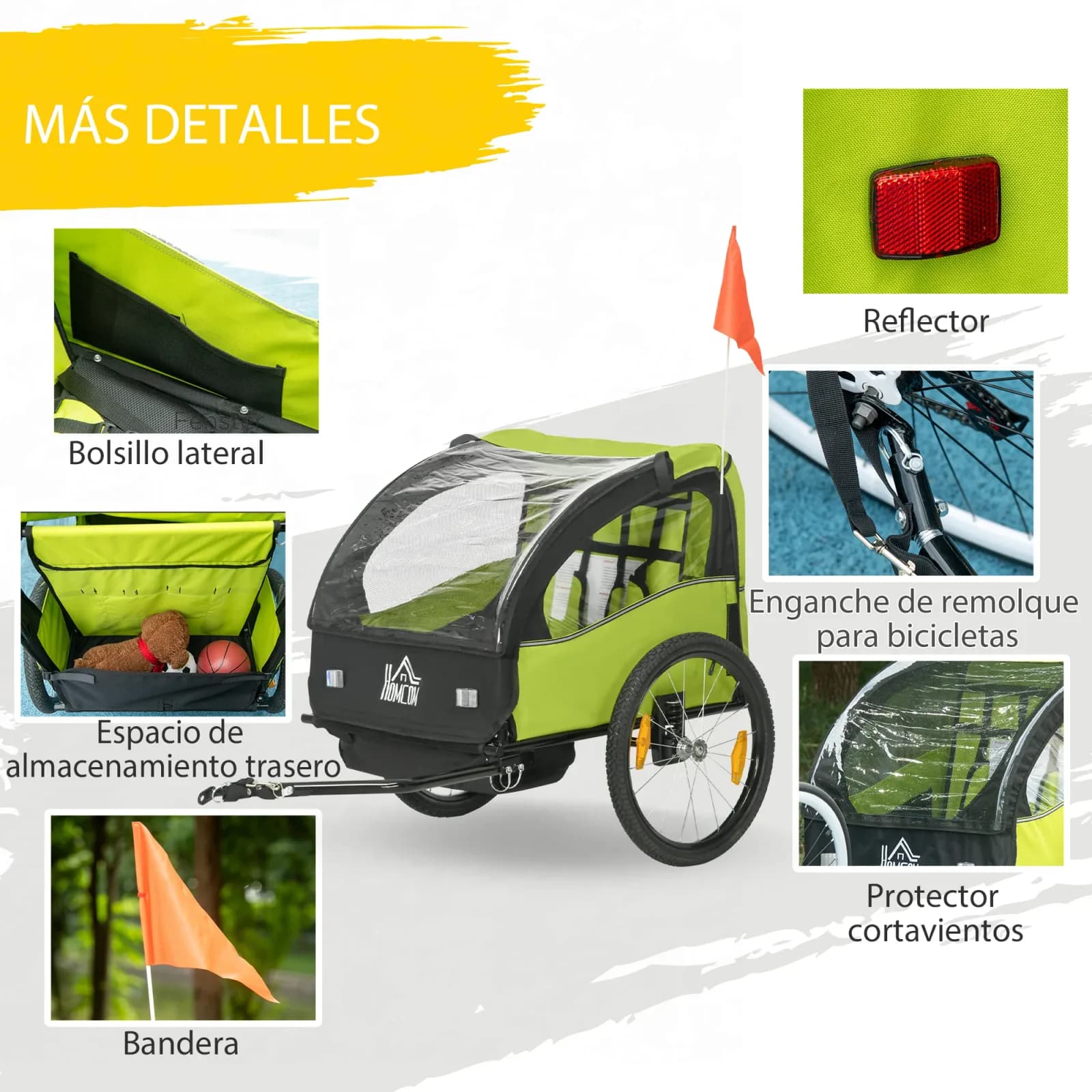 Remorque vélo Homcom 2 places pour enfants dès 18 mois – photo 5
