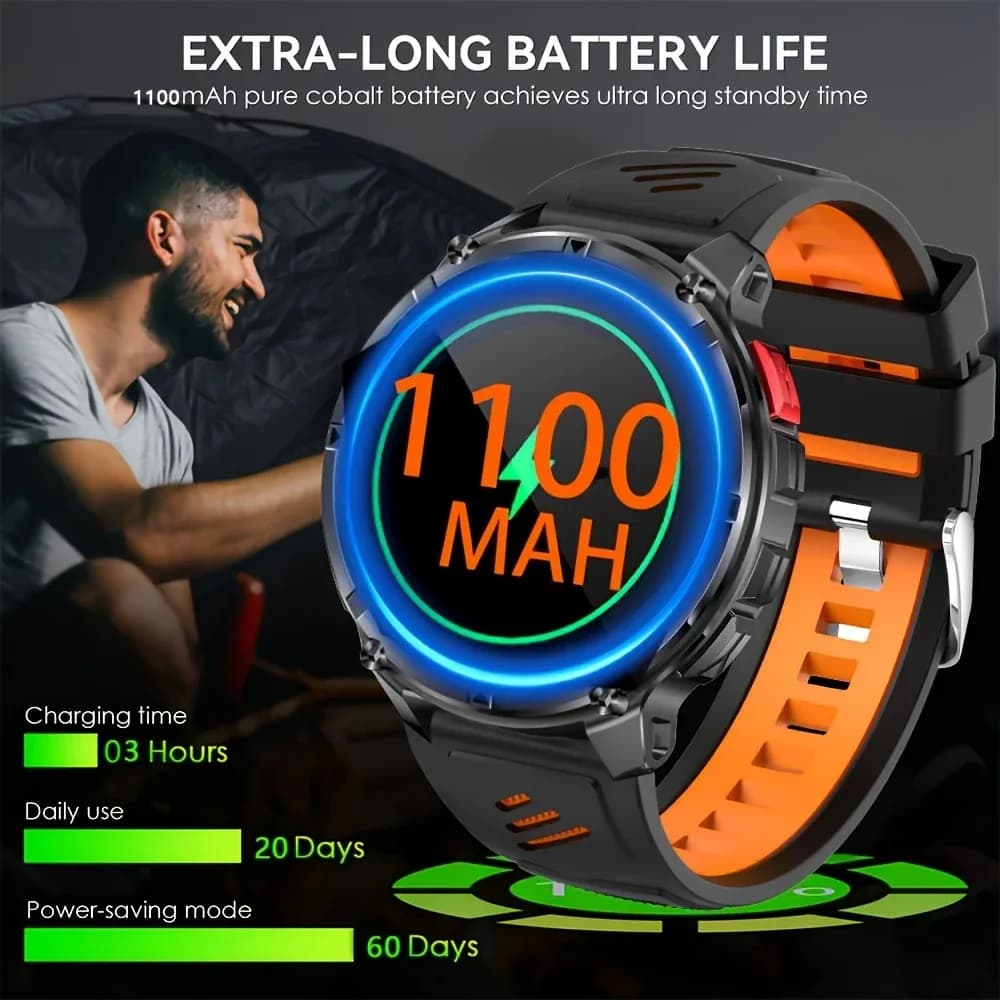 Nouvelle montre connectée T-REX3 Ultra avec batterie 1100mAh, étanche 10ATM, GPS, boussole, lampe de poche, écran AMOLED HD de 1,7 pouces, appels, montre connectée sport pour hommes – photo 5
