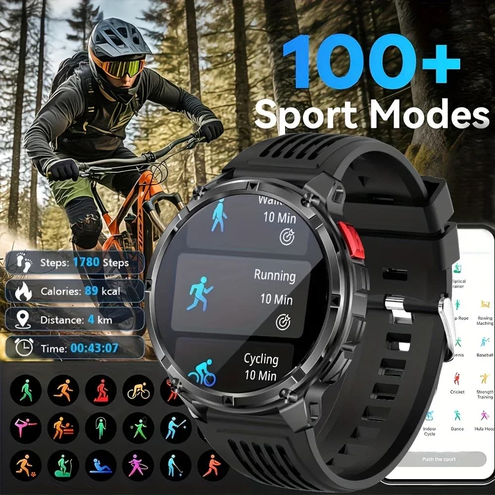 Nouvelle montre connectée T-REX3 Ultra avec batterie 1100mAh, étanche 10ATM, GPS, boussole, lampe de poche, écran AMOLED HD de 1,7 pouces, appels, montre connectée sport pour hommes – photo 4