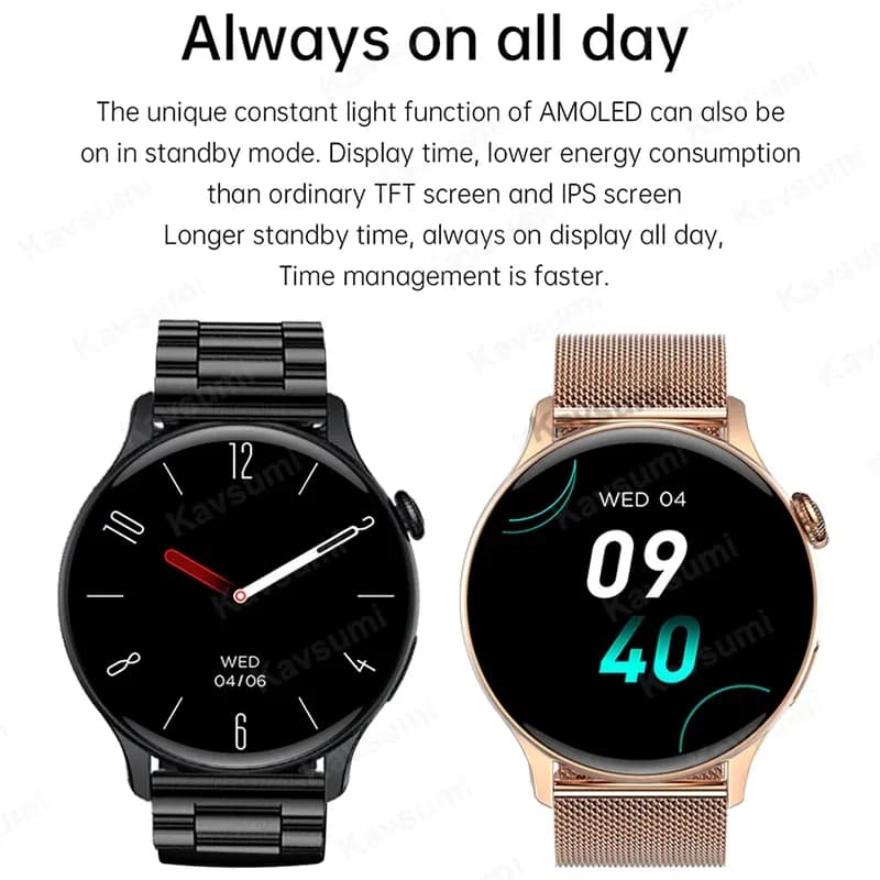 Smartwatch pour femmes AMOLED écran toujours afficher l'heure NFC IP68 étanche sport appel femmes montre intelligente pour les femmes cadran personnalisé – photo 5