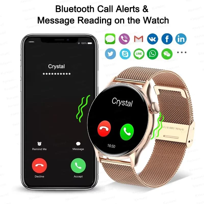 Smartwatch pour femmes AMOLED écran toujours afficher l'heure NFC IP68 étanche sport appel femmes montre intelligente pour les femmes cadran personnalisé – photo 3