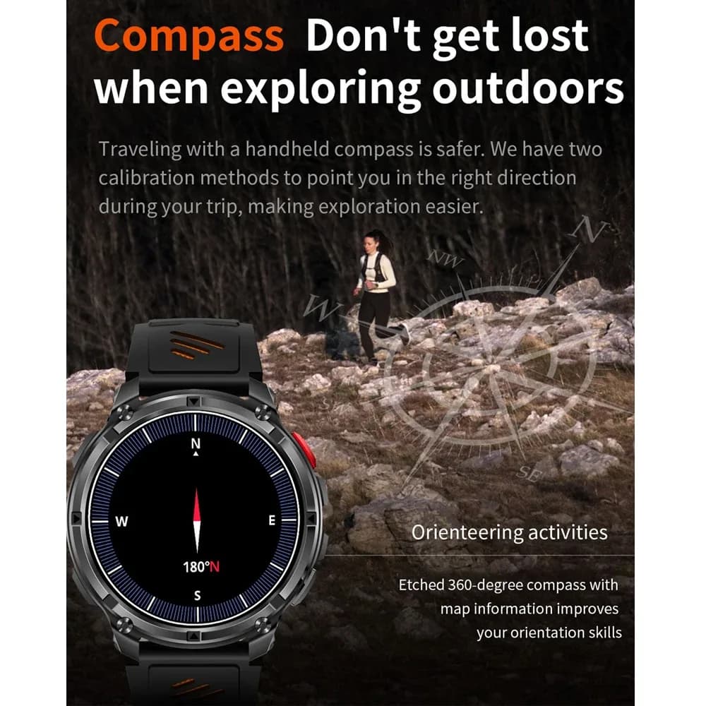 2026 nouveau T-Rex3 Pro 1100mAh batterie montre intelligente GPS chemin 5ATM étanche sport course tracker extérieur boussole militaire Smartwatch – photo 5