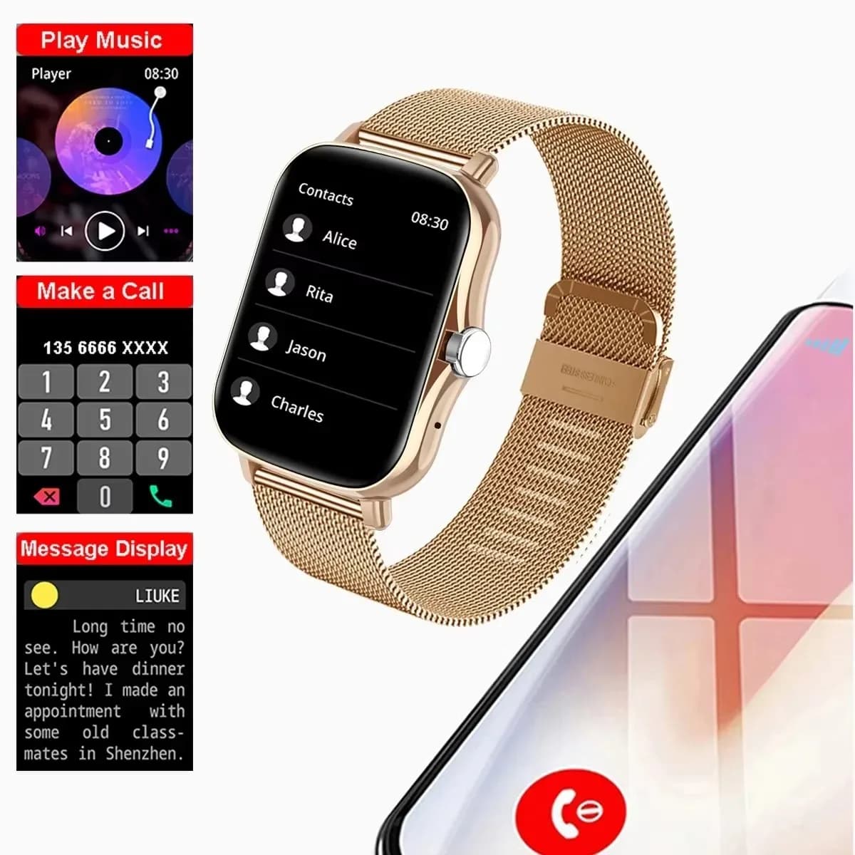 Nouvelle montre intelligente multifonctionnelle 2026 pour hommes et femmes, connectée par Bluetooth, musique, bracelet de fitness et de sport, moniteur de sommeil, montre ht30 – photo 3