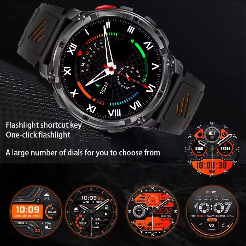 Nouvelle montre connectée T-Rex3 Pro 2026 avec batterie 1100 mAh, GPS, suivi d'activités sportives, étanchéité 5 ATM, boussole, pour activités de plein air et militaires – photo 6