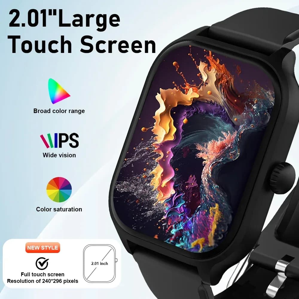 2026 nouvelle montre intelligente pour hommes cadeau pour femmes 2.01 pouces HD plein écran tactile sport Fitness montre électronique Bluetooth parler Smartwatch – photo 3