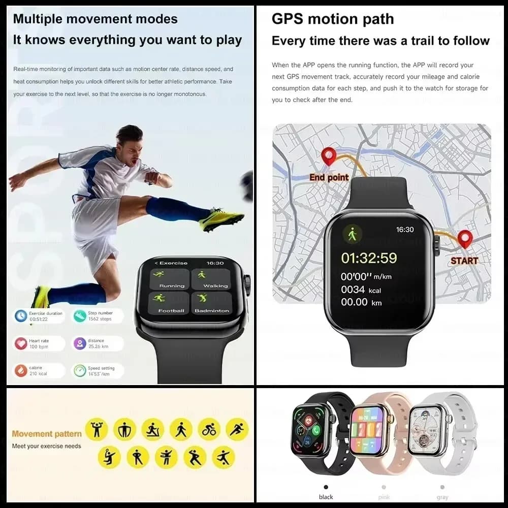 Montre Connectée GPS Série 10, Mémoire DT, Musique, Vidéo, Appel Bluetooth, Fréquence Cardiaque, Étanche, NFC, Compatible Apple et Android – photo 4