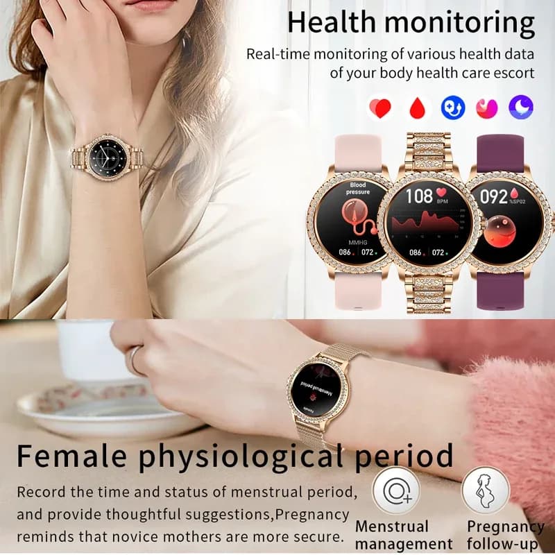Montre connectée de sport pour femmes, écran HD 2024x360, cadran personnalisé, fréquence cardiaque, appel vocal, pour Android et IOS, nouvelle mode 360 – photo 4