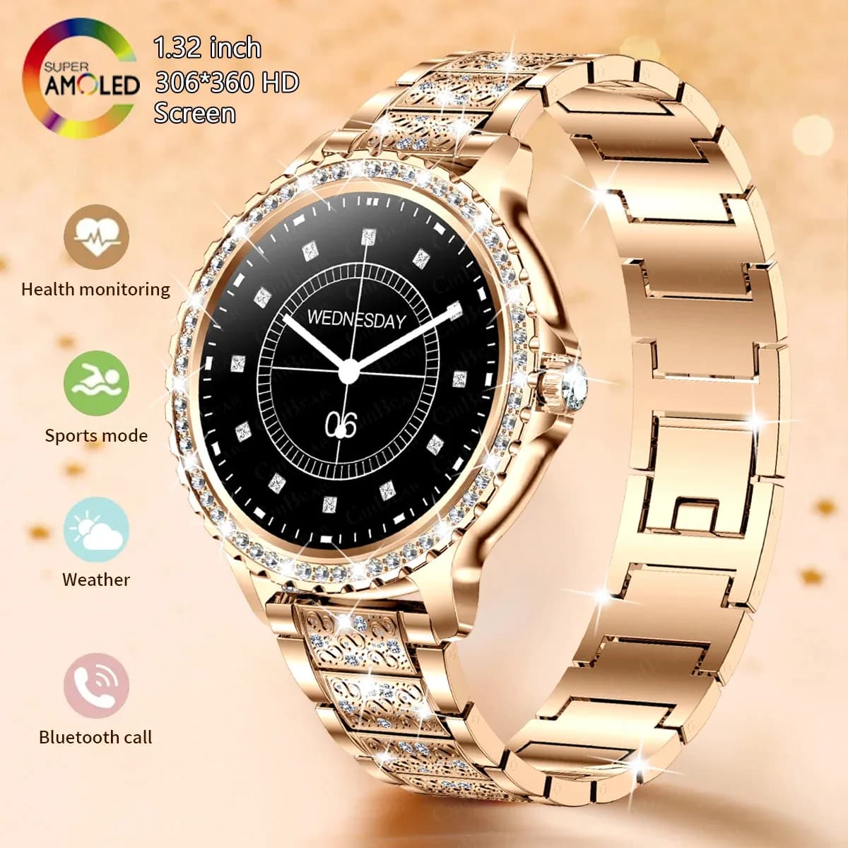 Montre connectée de sport pour femmes, écran HD 2024x360, cadran personnalisé, fréquence cardiaque, appel vocal, pour Android et IOS, nouvelle mode 360