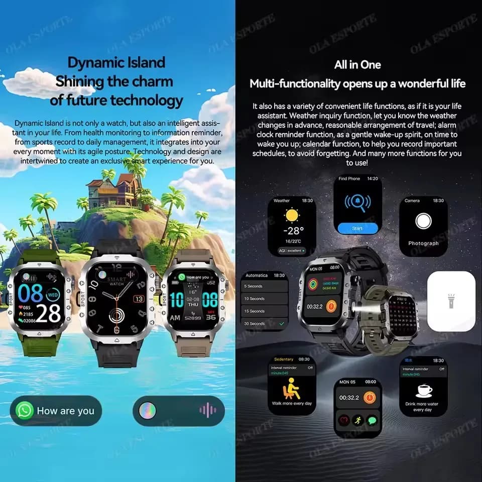 Nouvelle montre intelligente 2025 pour hommes, montre de sport GPS d'extérieur, moniteur de fréquence cardiaque et de sommeil, étanche, compatible avec iOS et Android – photo 2