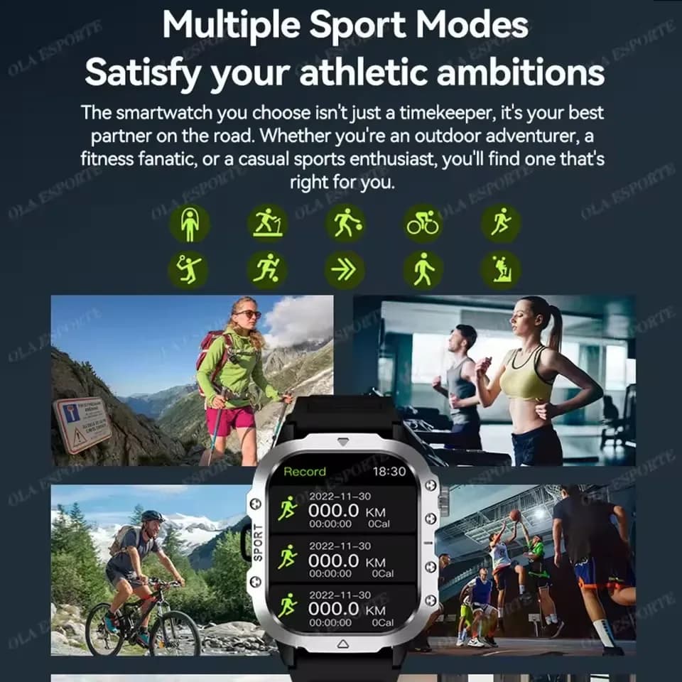 Nouvelle montre intelligente 2025 pour hommes, montre de sport GPS d'extérieur, moniteur de fréquence cardiaque et de sommeil, étanche, compatible avec iOS et Android – photo 3
