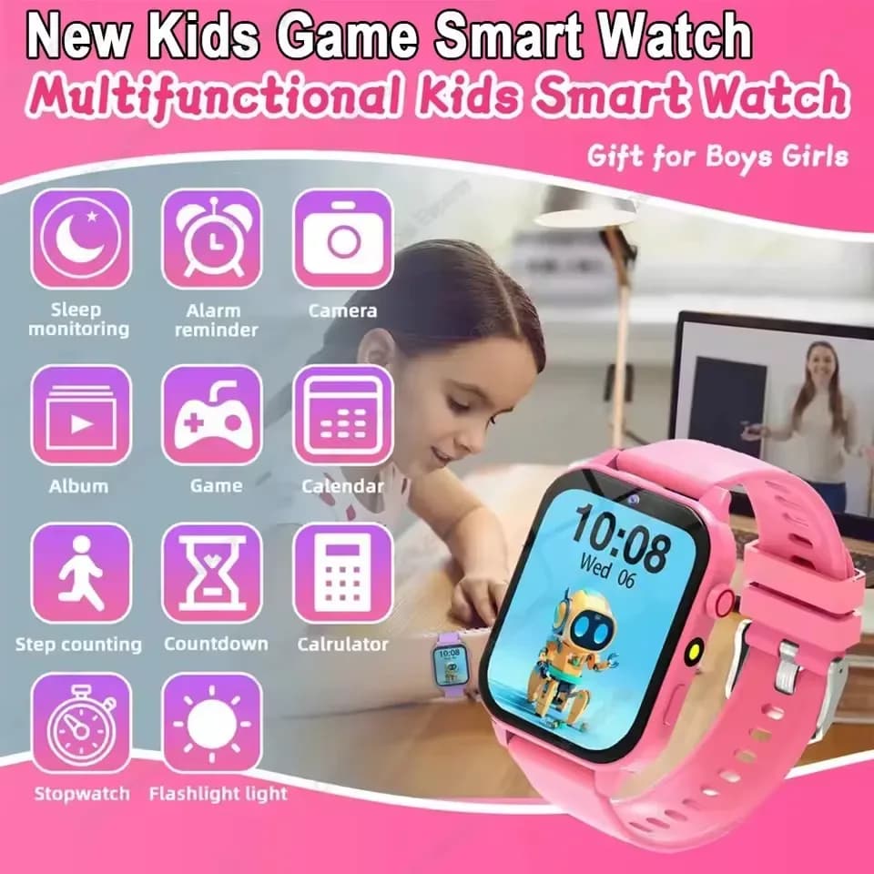 100 + jeu SmartWatch enfant HD écran éclairage musique montre intelligente garçon fille cadeau enfants Smartwatch pour IOS Android 2025 nouveau – photo 6