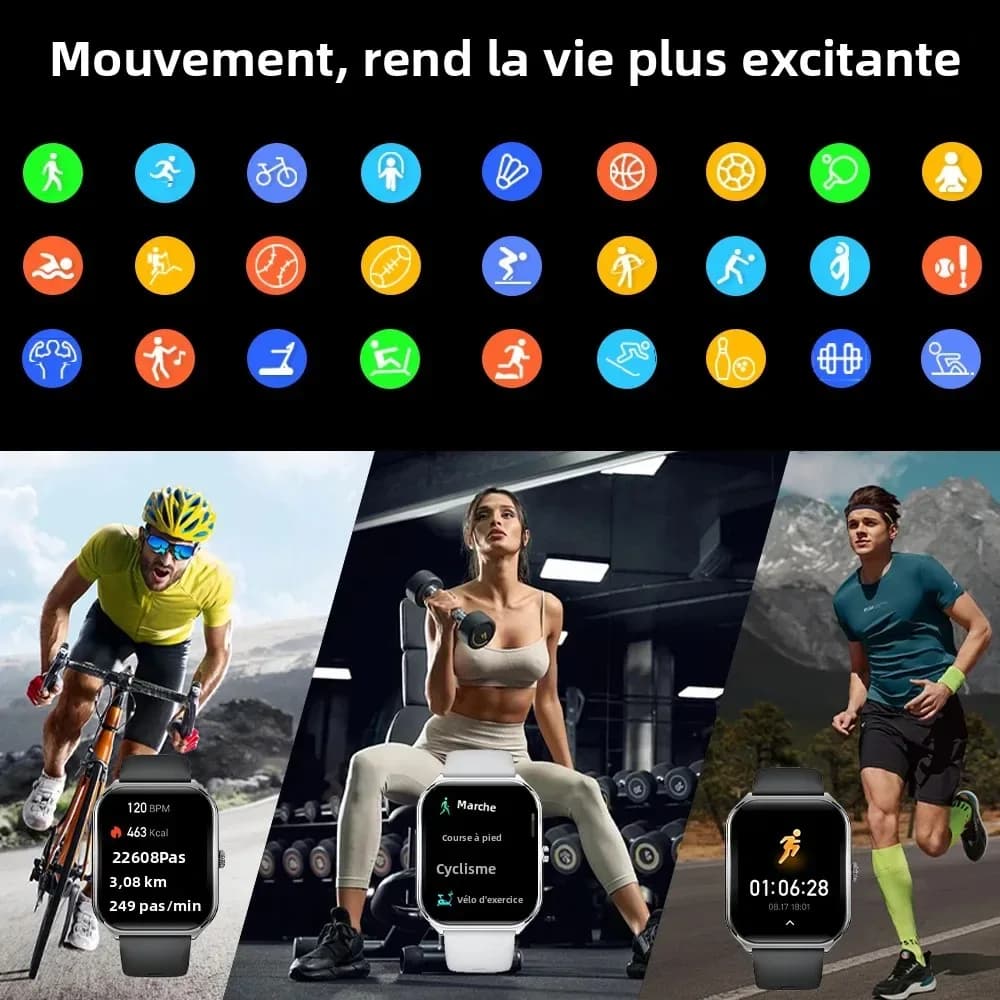 Nouvelle montre connectée ultra-fine pour hommes, écran AMOLED HD de 1,96 pouces, affichage permanent de l’heure, rappel d’appels Bluetooth, montre connectée pour femmes, compatible Android et iOS. – photo 6