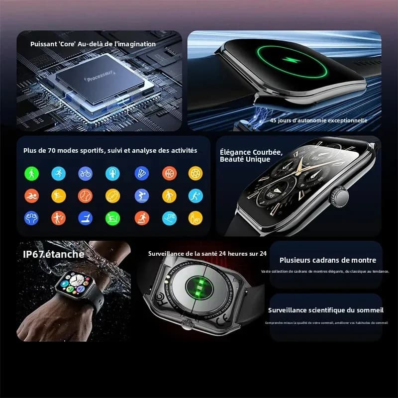 Nouvelle montre connectée ultra-fine pour hommes, écran AMOLED HD de 1,96 pouces, affichage permanent de l’heure, rappel d’appels Bluetooth, montre connectée pour femmes, compatible Android et iOS. – photo 3