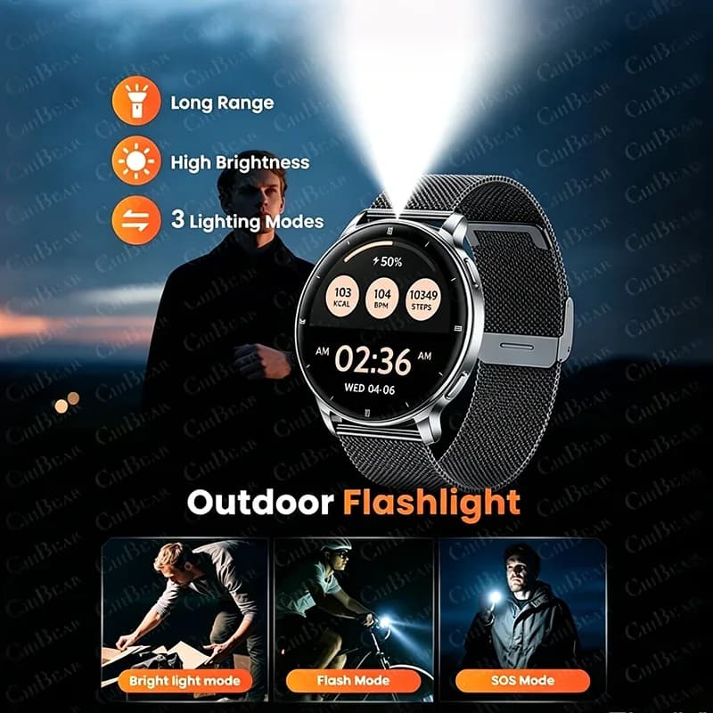 Nouvelle montre connectée AMOLED 1,32 pouces 2026 pour homme, résolution 466*466, appels Bluetooth, lampe torche LED, suivi d'activité, montre intelligente pour hommes et femmes – photo 5