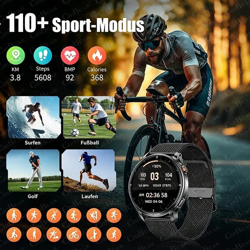 Nouvelle montre connectée AMOLED 1,32 pouces 2026 pour homme, résolution 466*466, appels Bluetooth, lampe torche LED, suivi d'activité, montre intelligente pour hommes et femmes – photo 3