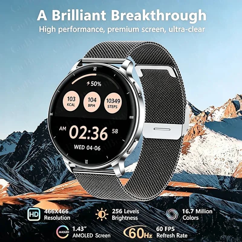 Nouvelle montre connectée AMOLED 1,32 pouces 2026 pour homme, résolution 466*466, appels Bluetooth, lampe torche LED, suivi d'activité, montre intelligente pour hommes et femmes – photo 2