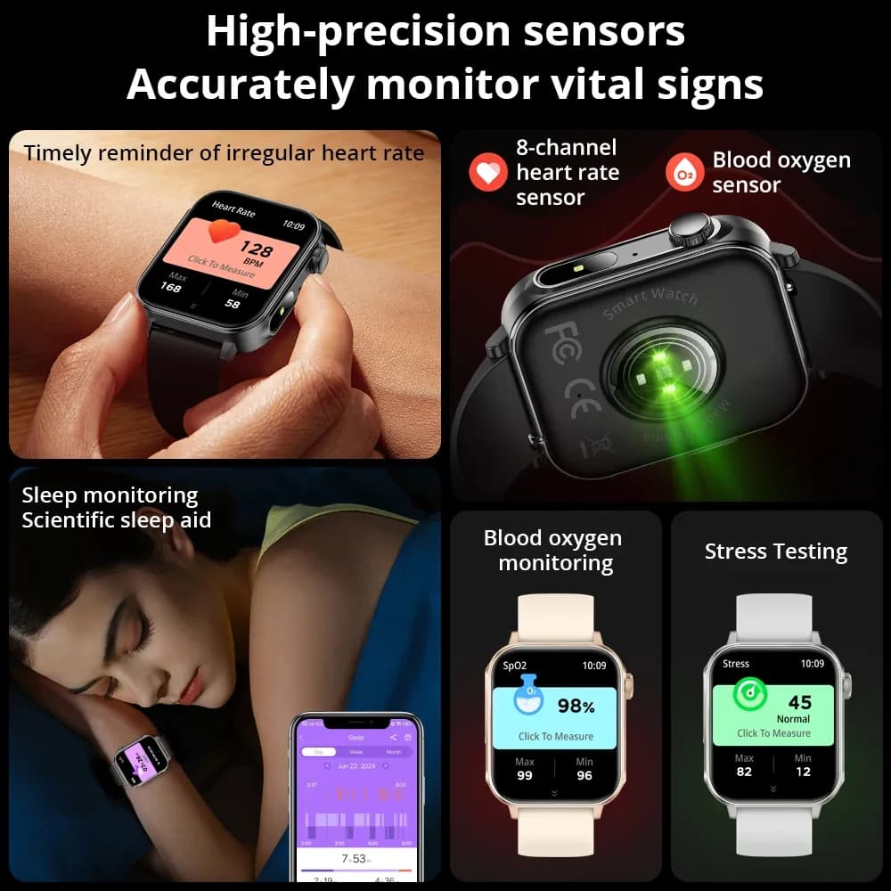 COLMI P80 type-c Smartwatch hommes femmes gestionnaire de santé Bluetooth appel IP67 étanche lampe de poche montre intelligente pour téléphone Xiaomi iOS – photo 5